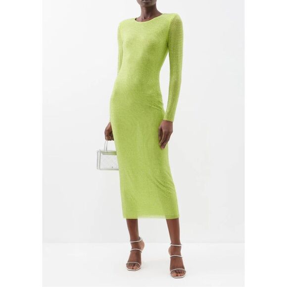 SELF-PORTRAIT Crystal-embellished jersey midi dress - Picture 2 of 9